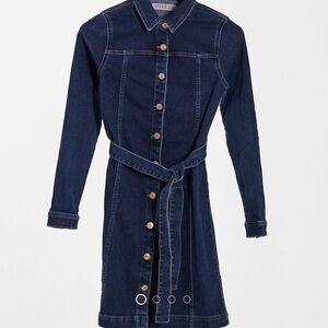 PIECES brand Dark Blue Denim Button-Up Dress sold by ASOS